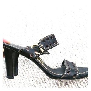 Ferragamo brown leather womens slides sz 8 EUC